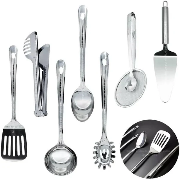 Kit 7 Peças - Utensílios Cozinha Em Aço Inox